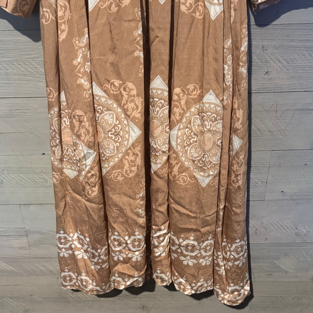C. Luce Tan Printed Long Sleeve Midi Dress - Picture 12 of 12
